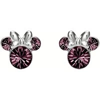 Silver Minnie Mouse Birthstone Earrings - February