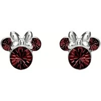 Silver Minnie Mouse Birthstone Earrings - January