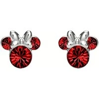 Silver Minnie Mouse Birthstone Earrings - July