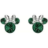 Silver Minnie Mouse Birthstone Earrings - May