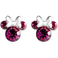 Silver Minnie Mouse Birthstone Earrings - October