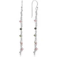 Silver Mix Tourmaline Gem Drop Earings - Silver