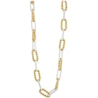 Silver Mixed Textured Chain Necklace - 40cm