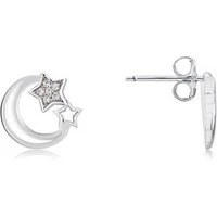 Silver Moon + Stars Midnight Stud Earrings