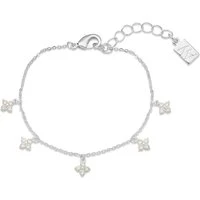 Silver Multi Crystal Clover Bracelet - Silver