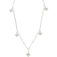 Silver Multi Crystal Clover Necklace