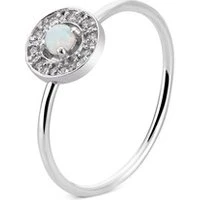 Silver October Birthstone Halo Adjustable Ring - Adjustable