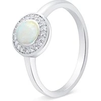 Silver Opal Halo Ring - 50