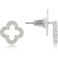 Silver Open Clover Stud Earrings - Silver