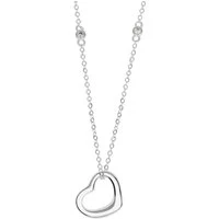 Silver Open Heart Line Necklace - Silver