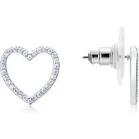 Silver Open Heart Sparkle Earrings - Silver