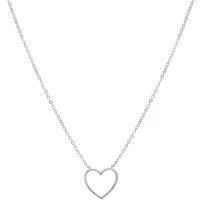 Silver Open Heart Sparkle Necklace - Silver