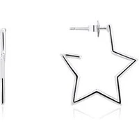 Silver Open Star Midnight Hoop Earrings