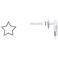 Silver Open Star Midnight Stud Earrings