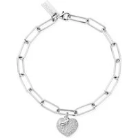 Silver Passion Heart Link Chain Bracelet - Silver