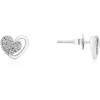 Silver Pave Heart Stud Earrings