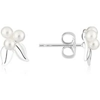 Silver Pearl Berries Stud Earrings - Silver