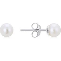 Silver Pearl Stud Earrings - Silver