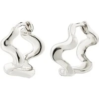 Silver Penelope Squiggle Huggie Earrings - Silver