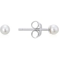 Silver Petite Pearl Stud Earrings - Silver