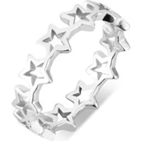 Silver Plain Star Band Ring - Ring Size 48 Silver