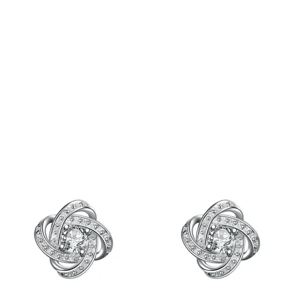 Silver Plated Swarovski Elements Twist Stud Earrings