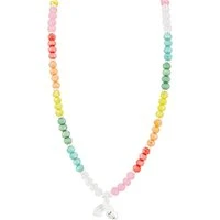 Silver Rainbow Beaded Necklace - Silver