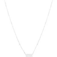 Silver Rectangle Bar Necklace - Silver