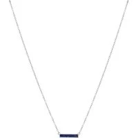 Silver Rectangle Blue Necklace - 40cm