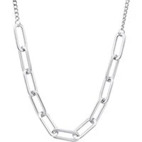 Silver Rectangle Link Necklace - Silver