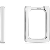 Silver Rectangular Plain Hoop Earrings - Silver