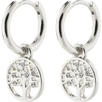 Silver Recycled Tree Of Life Hoop Earrings - Silver