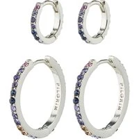 Silver Reign Blue 2 in 1 Hoop Earring Set - Silver