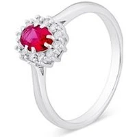 Silver Ruby Halo Crystal Ring - 50