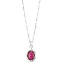 Silver Ruby Oval Pendant Necklace - Silver