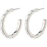 Silver Rue Baguette Crystal Hoops - Silver