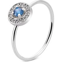 Silver September Birthstone Halo Adjustable Ring - Adjustable