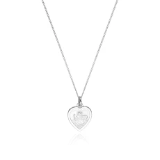Silver Small Heart St Christopher Necklace