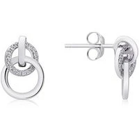 Silver Small Linked Circle Earrings - 925 Silver