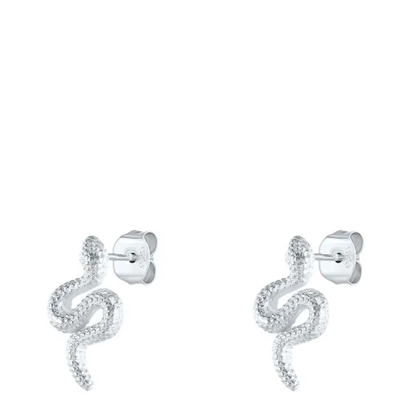 Silver Snake Stud Earrings
