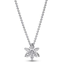 Silver Sparkling Flower Necklace - 45cm