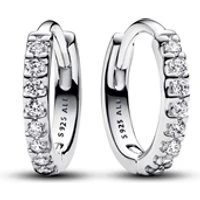 Silver Sparkling Huggie Hoop Earrings