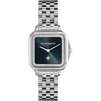 Silver Square Blue Sunray Dial Watch