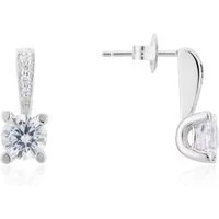 Silver Square Crystal Earrings - 925 Silver