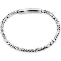 Silver Stainless Steel Foxtail Chain Mens Bracelet - Silver