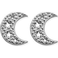 Silver Starry Moon Earrings - Silver