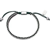 Silver Steel + Green Pull Bracelet - 16cm