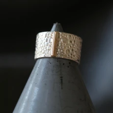 Silver Toad Texture Ring with Gold Bar