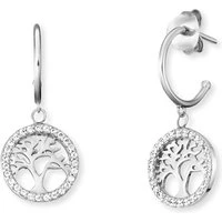 Silver Tree Of Life Hoop Earrings - Silver