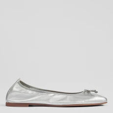 Silver Trilly Leather Ballet Pumps